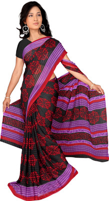 

Khoobee Self Design, Printed Fashion Georgette Saree(Black, Multicolor)