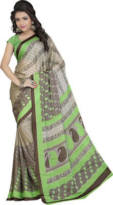 

Khoobee Self Design, Printed Fashion Crepe Saree(Beige, Multicolor)