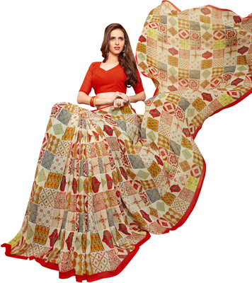 

Jiya Self Design, Printed Fashion Georgette Saree(Red, Multicolor), Multicolor;red