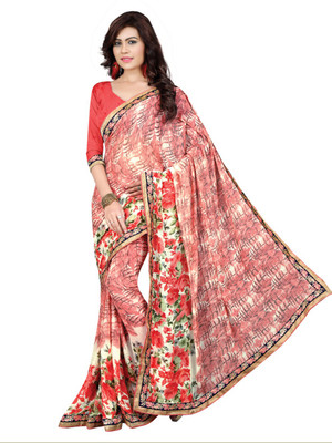 

Avaran fashion Printed Bollywood Chiffon Saree(White), Violet
