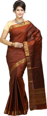 

Mimosa Solid Kanjivaram Art Silk Saree(Brown), Maroon