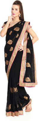 

Soch Self Design Fashion Georgette Saree(Black)