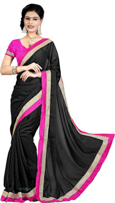 

Indian Wear Online Solid Fashion Chiffon Saree(Black)