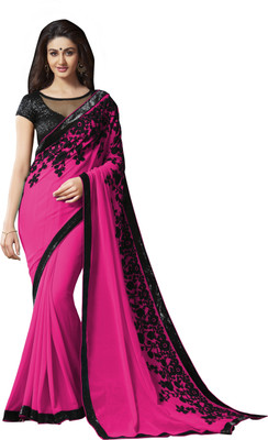 

Archishmathi Embroidered Bollywood Georgette Saree(Pink)