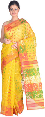 

RLBFashion Self Design Jamdani Handloom Cotton, Art Silk Saree(Yellow)