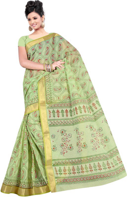 

revathi textiles Printed Daily Wear Cotton Saree(Green)