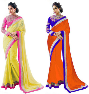 

Stylezone Self Design Fashion Chiffon Saree(Pack of 2, Multicolor)