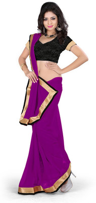 

Party Wear Dresses Solid Fashion Georgette Saree(Purple)
