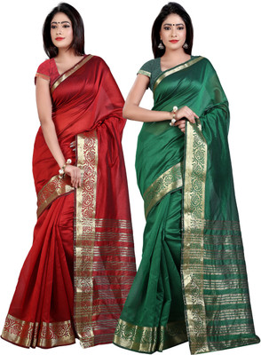 

Weavedeal Solid Banarasi Chanderi Saree(Pack of 2, Multicolor)