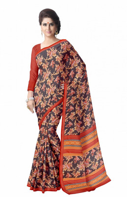 

Suvastram Floral Print Daily Wear Georgette Saree(Brown)