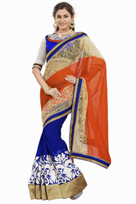

Khushali Self Design, Embroidered Fashion Georgette, Net Saree(Orange, Beige, Blue, White, Multicolor), Beige;blue;multicolor;orange;white