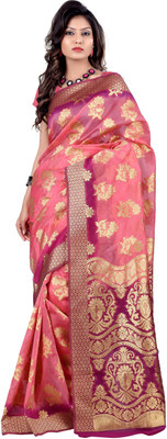 It's Banii Woven Banarasi Silk Saree(Pink, Pink)