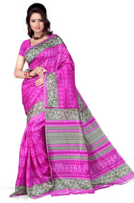 

Cenizas Printed Fashion Organza Saree(Multicolor), Pink