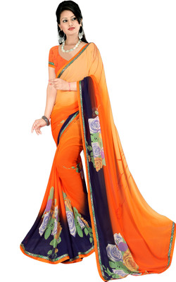 

Indianbeauty Self Design, Printed Fashion Georgette Saree(Multicolor), Orange