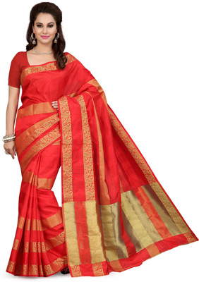

Ishin Solid Fashion Poly Silk Saree(Red)