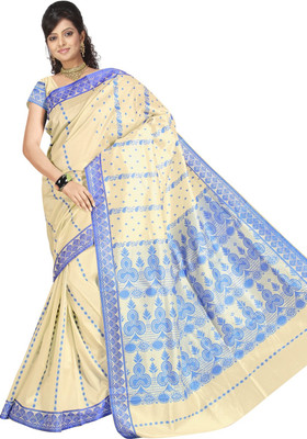 

JagannathSaree Woven Fashion Silk Saree(White, Blue), Blue;white