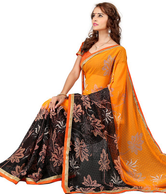 

Khushali Self Design, Printed Fashion Chiffon Saree(Orange, Multicolor), Multicolor;orange