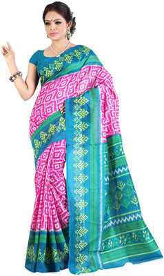 

Parisha Printed Daily Wear Art Silk Saree(Pink, Blue), Pink & sky blue