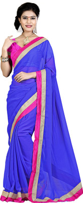 

Indian Wear Online Solid Fashion Chiffon Saree(Blue)
