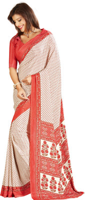 

Kanheyas Printed Daily Wear Handloom Crepe Saree(Multicolor), Cream;pink