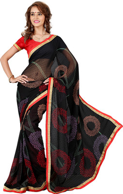 

Khushali Self Design, Printed Fashion Chiffon Saree(Black, Red, Multicolor), Black;multicolor;red