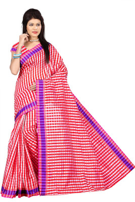 

Weavedeal Checkered Banarasi Cotton Saree(Pink