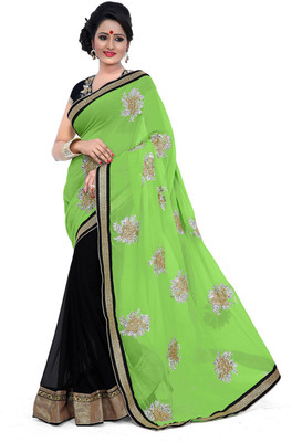 

Party Wear Dresses Embroidered Fashion Georgette Saree(Green)