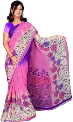 

Khushali Floral Print Fashion Georgette Saree(Multicolor), Pink;purple