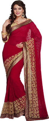 

Khoobee Self Design, Embroidered Fashion Chiffon, Jacquard Saree(Red)