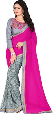 

Lovelylook Printed Daily Wear Georgette Saree(Pink, Grey), Pink & gray