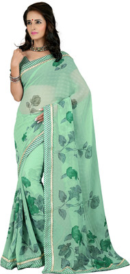 

Khoobee Self Design, Printed Fashion Chiffon Saree(Green, Multicolor)