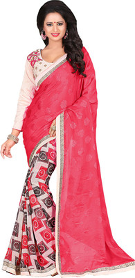 

Lovelylook Printed Daily Wear Georgette Saree(Pink, Multicolor), Peach & multicolor