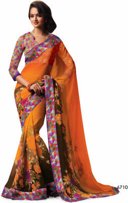 

Ridham Sarees Hand Painted Hand Batik Pure Georgette Saree(Multicolor)