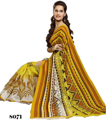 

Shoppie Zone Printed Daily Wear Cotton Saree(Yellow)
