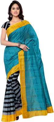

Poornathava Striped Bollywood Silk Saree(Light Blue)