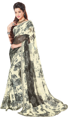 

PSHOPEE Printed Fashion Chiffon Saree(Grey), Gray