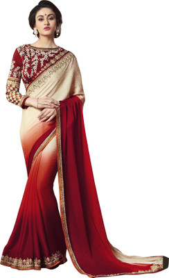 

Khushali Self Design Fashion Satin, Georgette Saree(Red, Magenta), Magenta;red