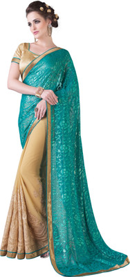 

Parisha Embroidered Fashion Georgette Saree(Green, Beige), Beige;green