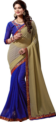 

Khushali Self Design Fashion Georgette, Lycra Saree(Blue, Multicolor)