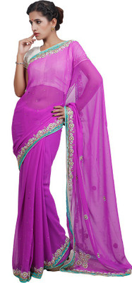 

Adaab Embroidered Fashion Chiffon Saree(Pink), Dark pink