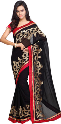 

Aruna Sarees Embroidered Bollywood Chiffon Saree(Red, Black, Red & black saree