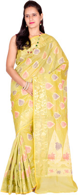 

Chandrakala Self Design Banarasi Cotton Saree(Orange)
