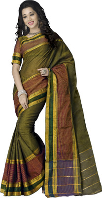 

M.S.Retail Solid Bollywood Cotton Saree(Green)