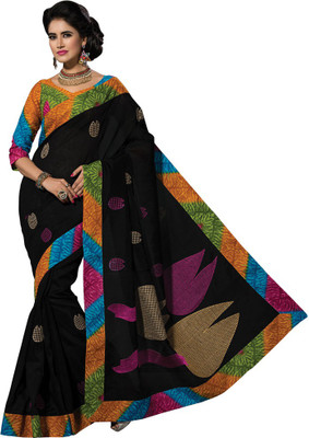 

Shelina Embroidered Fashion Cotton Saree(Black)