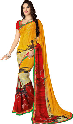 

Saara Printed Fashion Georgette Saree(Red, Yellow)