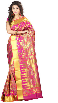 

Manthan Printed Daily Wear Art Silk Saree(Yellow, Pink), Gold & pink