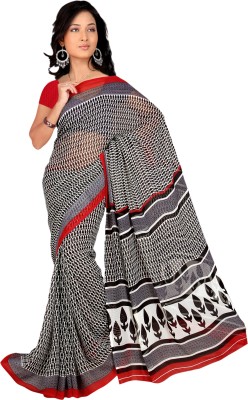 

Vardan Prints Printed Bollywood Georgette Saree(Black, White)