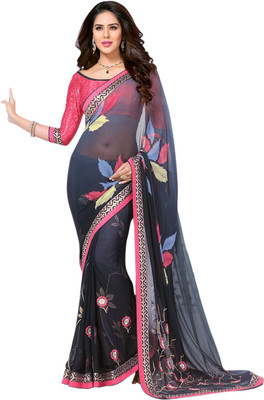 

Saara Embroidered Fashion Georgette Saree(Black, Grey)