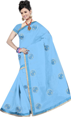 

Indianbeauty Self Design, Embroidered Fashion Cotton Saree(Light Blue), Sky blue