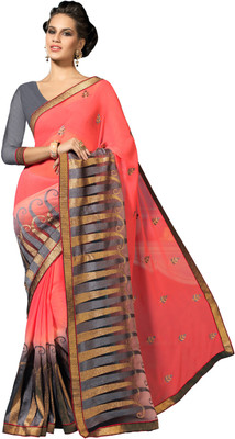 

Parisha Embroidered Fashion Georgette Saree(Pink), Peach